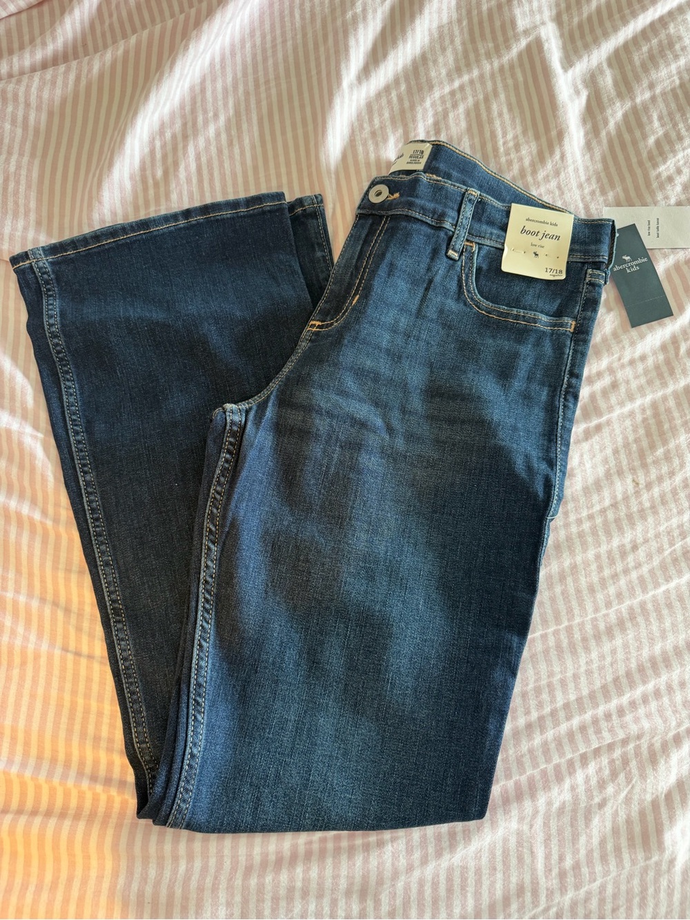 abercrombie kids dark blue boot jeans